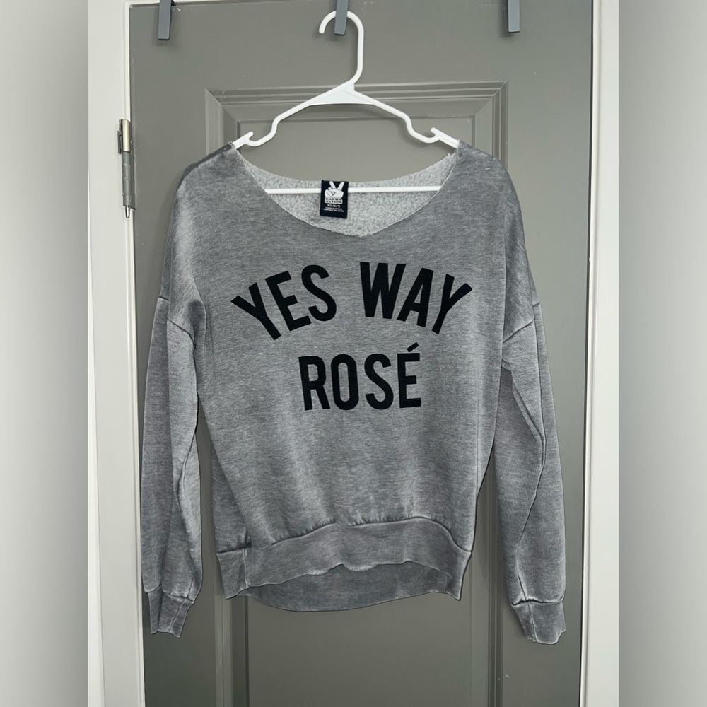 Yes Way Rosé sweatshirt. Cropped. Off the shoulder. XS